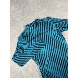 Under Armour Shirt ColdGear‎ Mock neck M Fitted Long Sleeve Compression Blue Geo